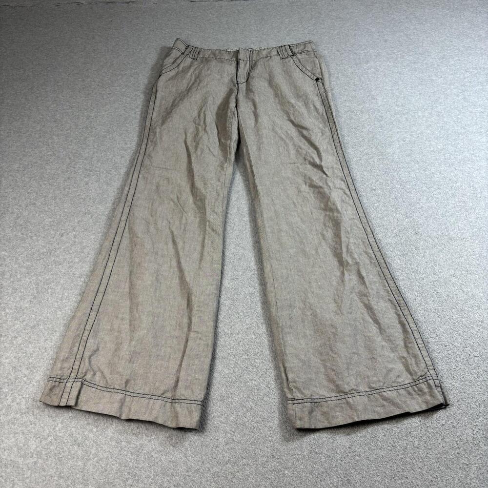 Fillmore Pants Womens 29 Beige Linen Cotton Wide Leg Stripe Academia Boho Y2K